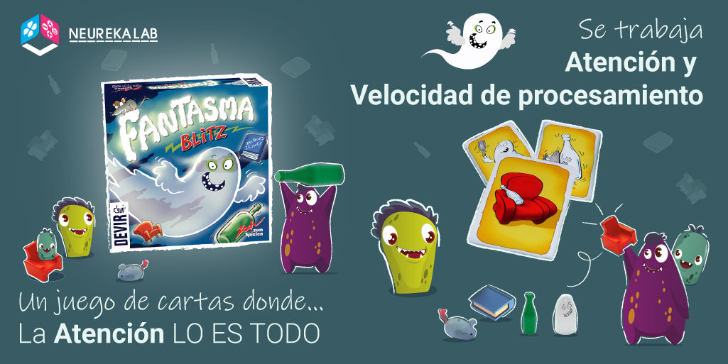 Fantasma Blitz: Un juego de cartas donde la atención lo es todo. Se trabaja la atención y la velocidad de procesamiento.