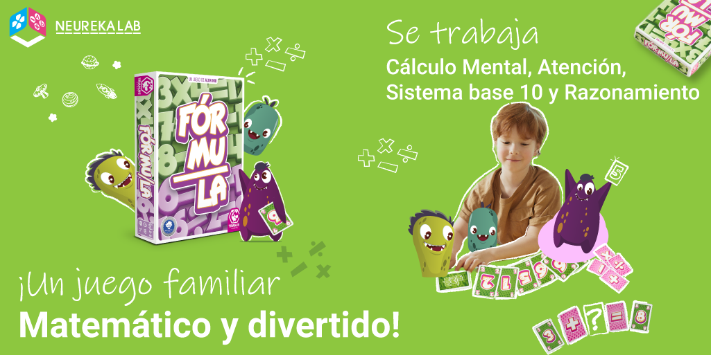 Fórmula: ¡Un juego familiar matemático y divertido! Se trabaja el cálculo mental, la atención, el sistema base 10 y el razonamiento.